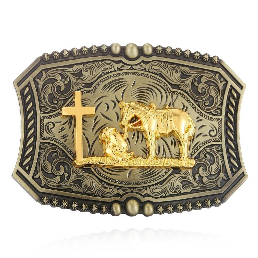 9576 Western Cowboy Belt Buckle Fashion Gold Eagle/Bull/Wolf/Cross